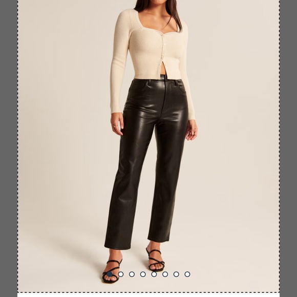 Abercrombie Curve Love Vegan Leather Ankle Straight Pant - Picture 2 of 5
